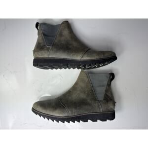 Sorel Womens 8.5 Harlow Chelsea Bootie Quarry Taupe Ankle Boots Waterproof